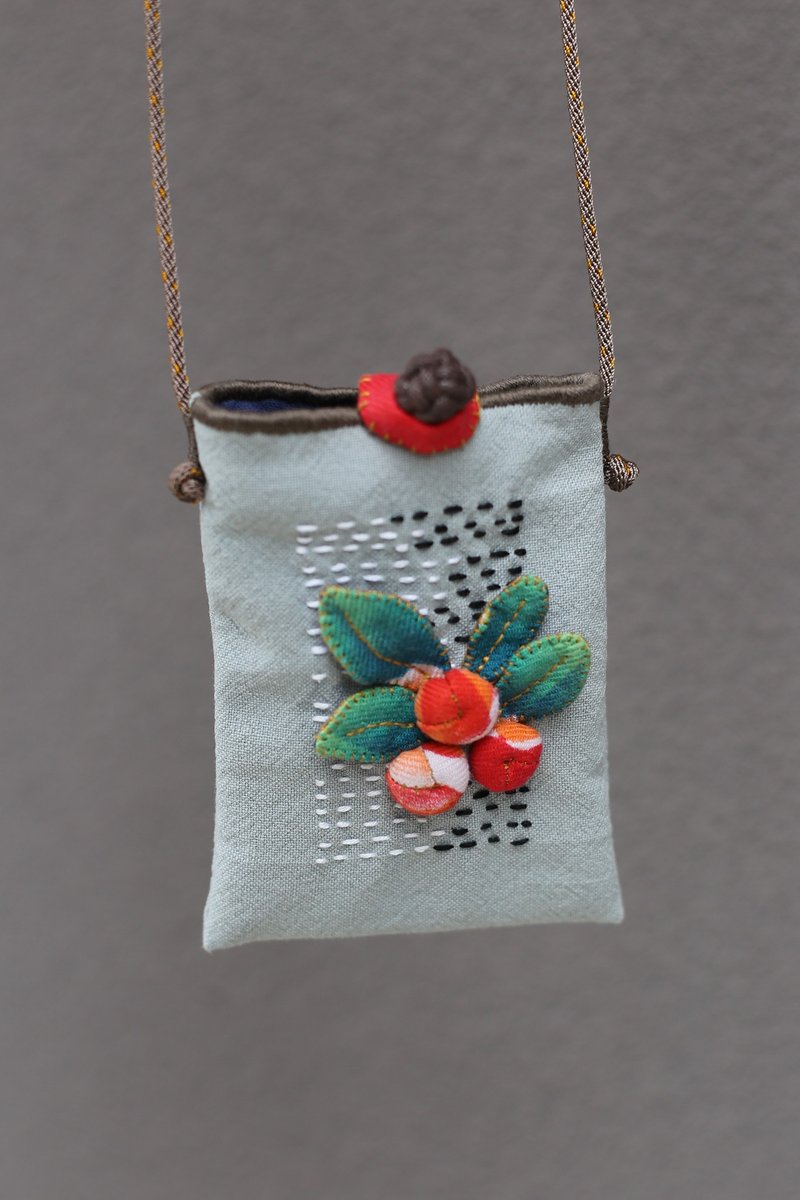 壹染指原创全手缝 | 棉麻 牛奶果 斜挎 收纳 小布包 | 现货 浅 - 侧背包/斜挎包 - 棉．麻 多色