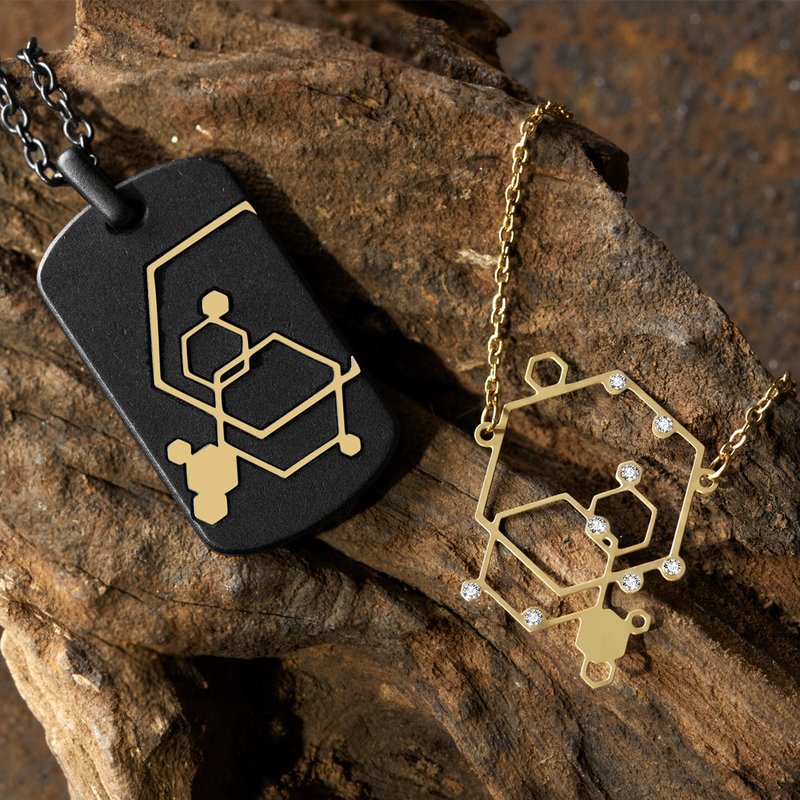 情侣项链|摩羯座与守护星|情人节礼物 - 项链 - 不锈钢 金色