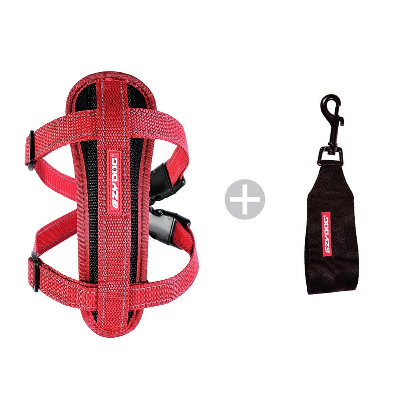 【澳洲 EZYDOG】狗体工学胸背带 - 项圈/牵绳 - 尼龙 红色