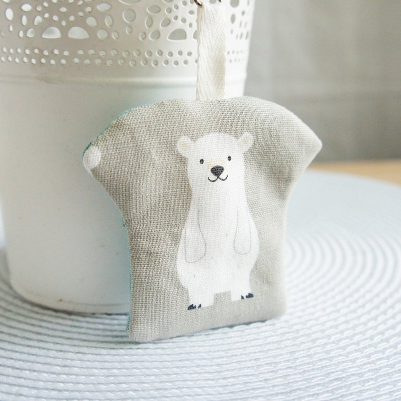 Lovely北极熊立正T恤造型平安符袋、护身符袋、饰品袋、灰底E - 平安符/符袋 - 棉．麻 灰色