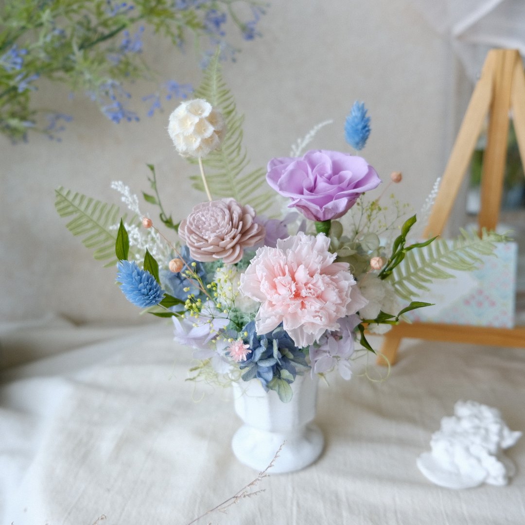 【永生花盆花】永生花/居家装饰/母亲节/贺礼/送礼/粉紫优雅款 - 干燥花/捧花 - 植物．花 粉红色