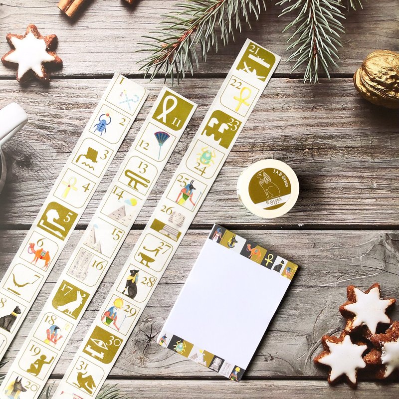 无时效日付纸胶带-古埃及主题 - 纸胶带 - 纸 金色