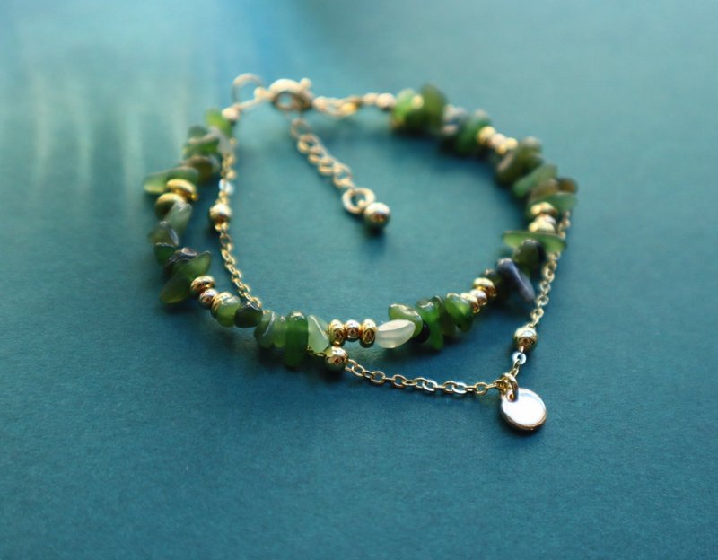 【生日石系列 V |五月】|璧玉| 碎石手链 - 手链/手环 - 宝石 绿色