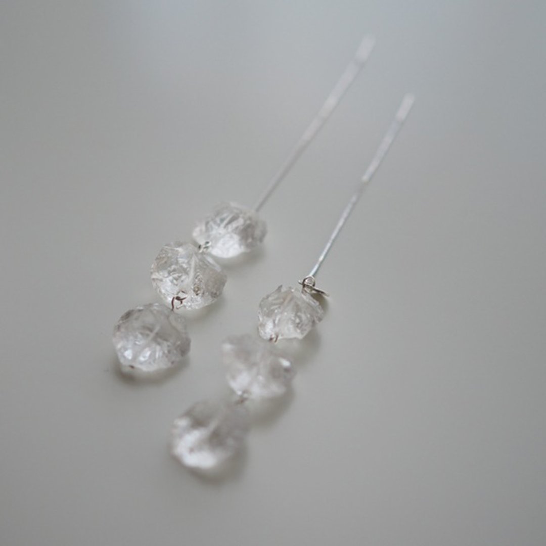 Earrings耳环:  The Brighton East Earrings - E010 Silver/E010 Rose gold - 耳环/耳夹 - 宝石 透明