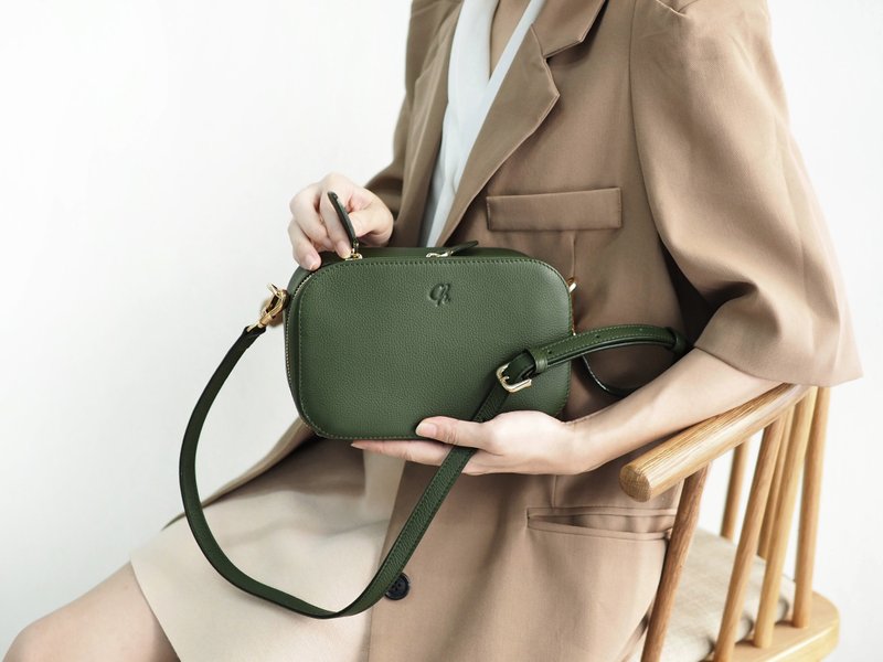 Biscuit (Forest) : Mini bag, leather bag, cow leather, Green color - 手提包/手提袋 - 真皮 绿色