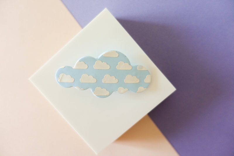 顽系列- 蓝天白云 手工软陶发夹 Cloud - 发饰 - 陶 蓝色