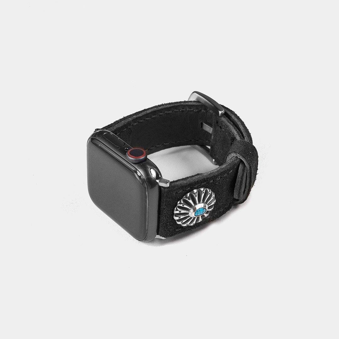 Clam Suede Apple Watch Strap_Black - 表带 - 真皮 黑色