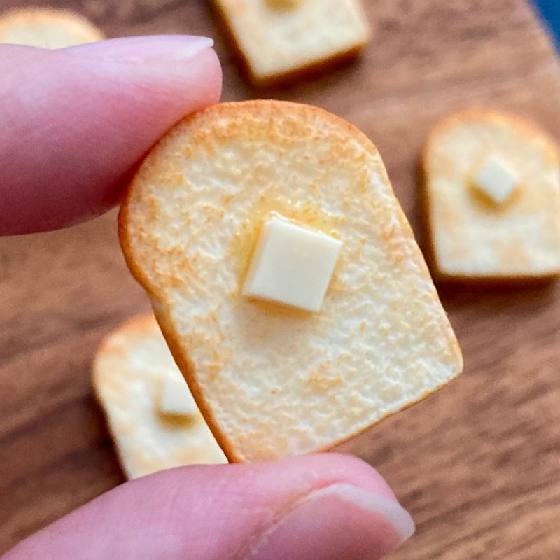 清晨温暖奶油吐司 迷你模型 - 玩偶/公仔 - 粘土 咖啡色