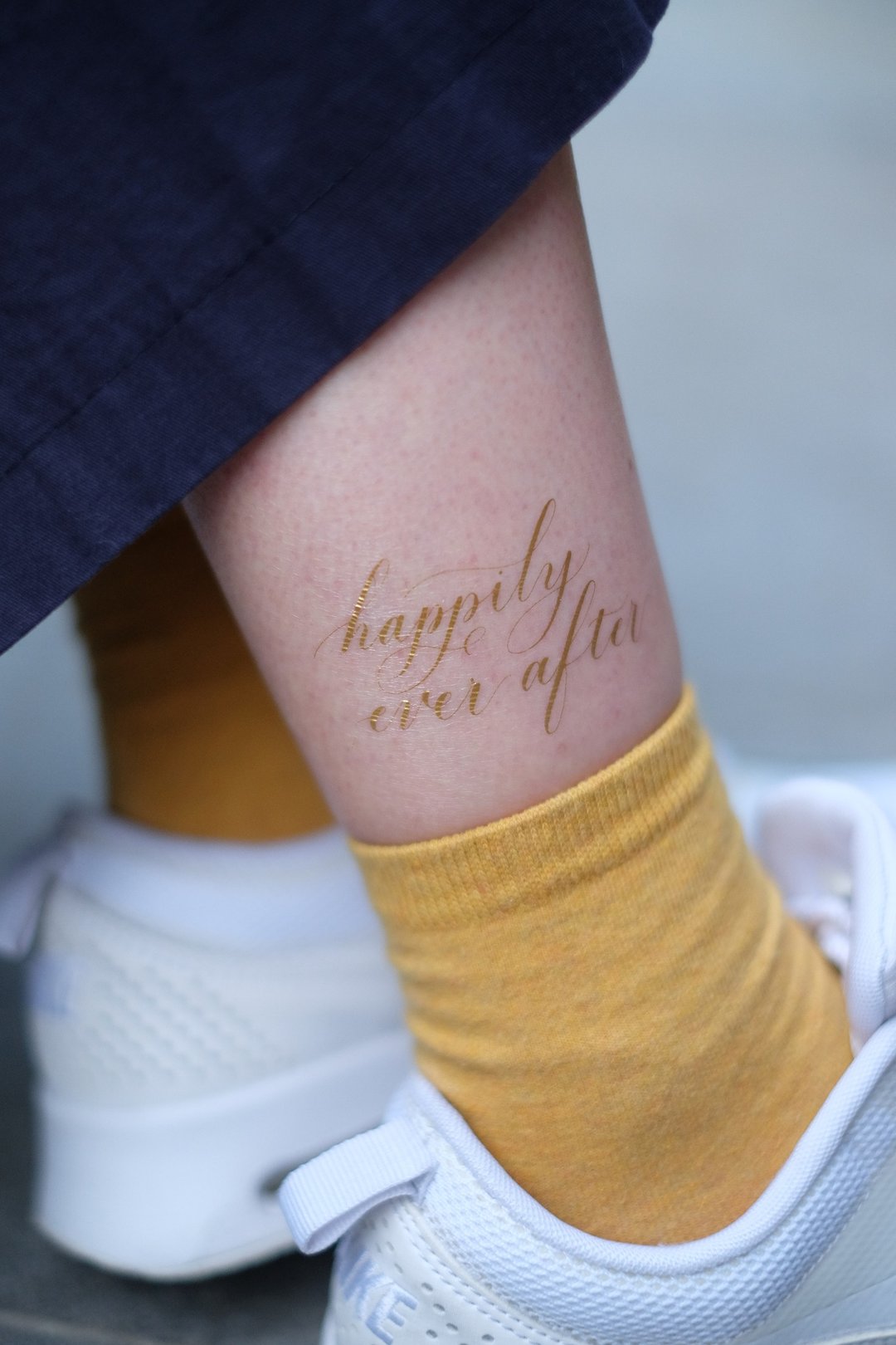 cottontatt // happily ever after 手写书法 烫金/银色 纹身贴纸 - 纹身贴 - 其他材质 金色