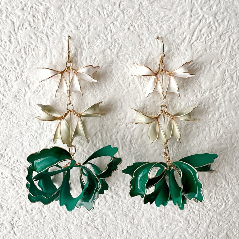 以花朵为灵感的金属丝配件 - 耳环/耳夹 - 其他金属 