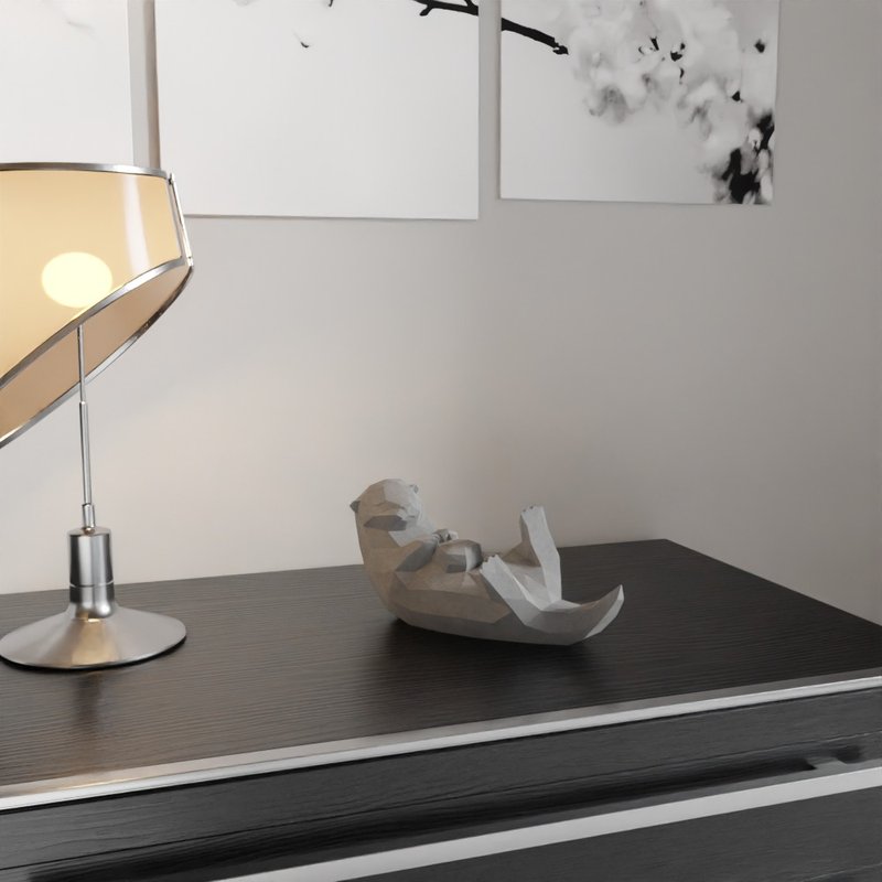 【水泥动物摆饰 - 水獭】Low-poly / 清水模 / 桌上疗愈 / 送礼 - 摆饰 - 水泥 灰色