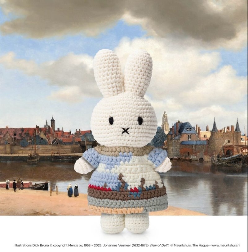 荷兰 Just Dutch | Miffy 米飞 编织娃娃和她的台夫特风景洋装 - 玩偶/公仔 - 棉．麻 多色