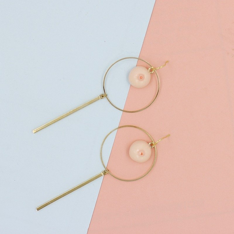 paramecium【尼坡】乳头耳环小咪咪手工粘土设计几何款小礼物 - 耳环/耳夹 - 粘土 