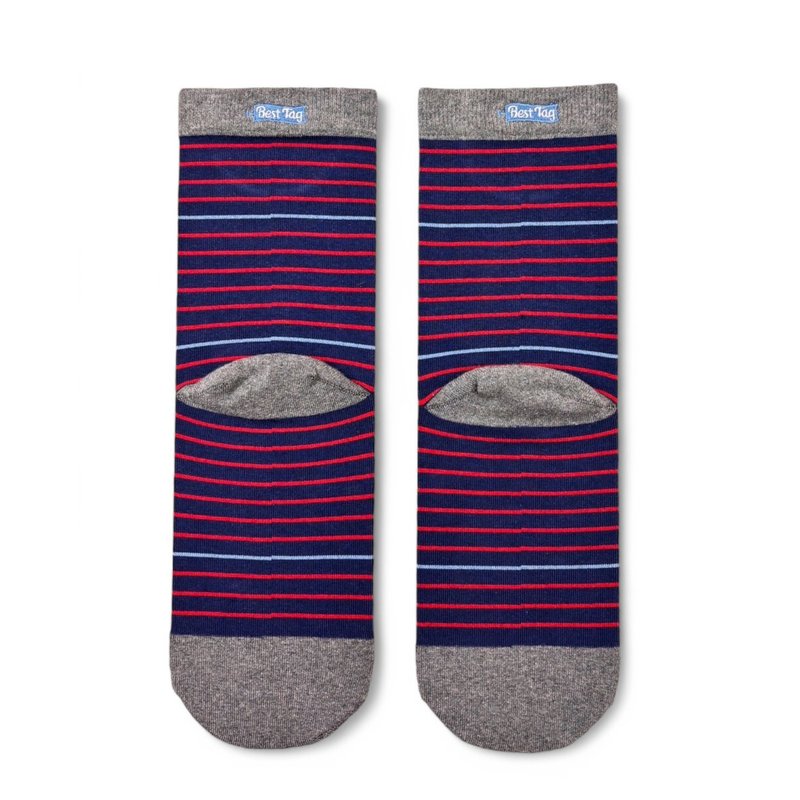 BestTag 细条纹 Stripe 红蓝 22-28cm - 袜子 - 棉．麻 红色