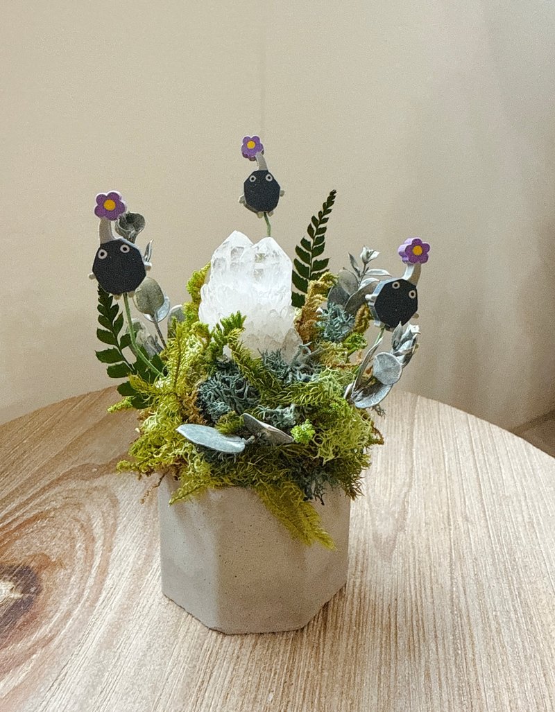 Pikmin 皮克敏 石头皮 一起来打水晶菇。永生叶材微景观小植栽 - 植栽/盆栽 - 水晶 白色