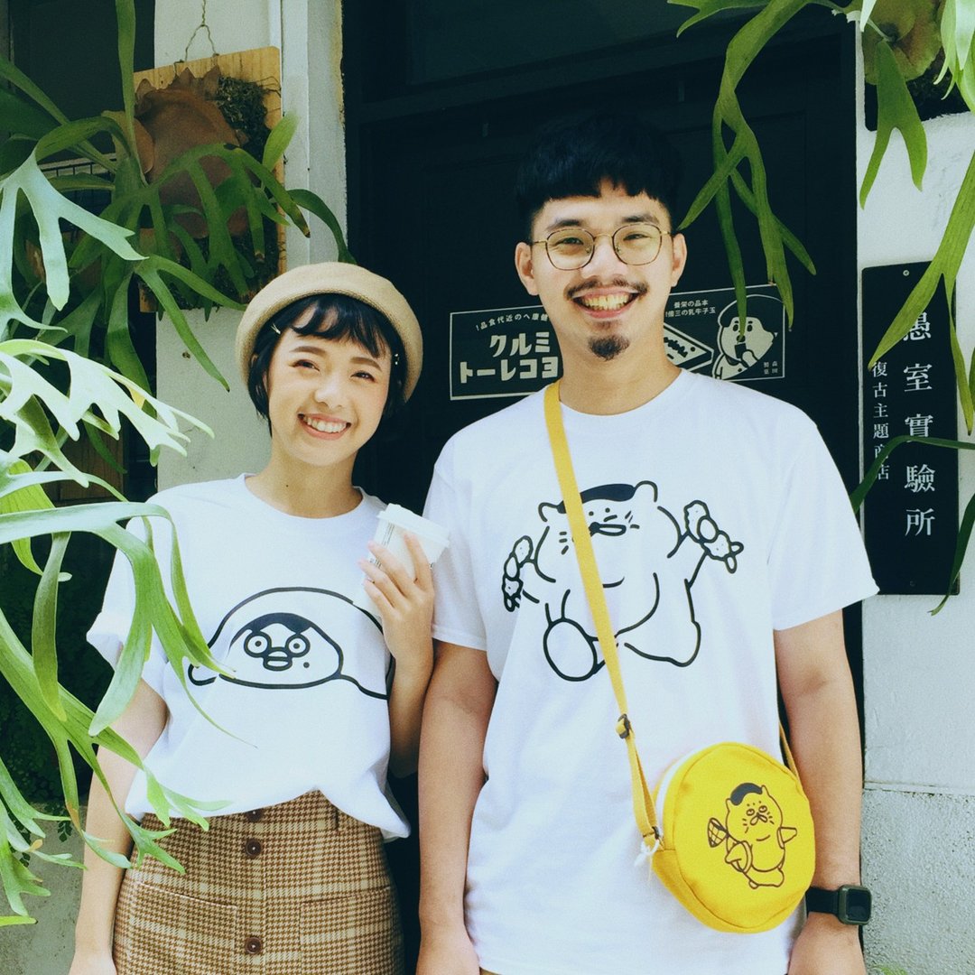 夏季短袖 共9款 情侣装 - 中性连帽卫衣/T 恤 - 棉 白色