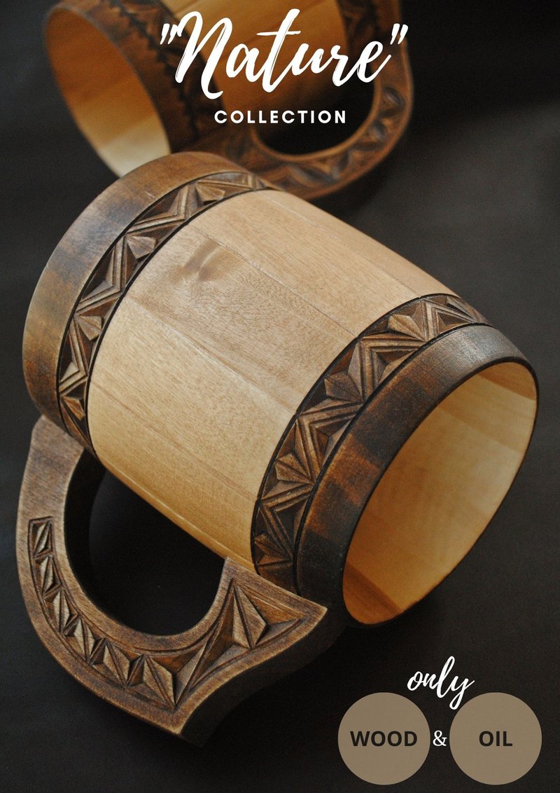 免费个性化木制啤酒杯男士生日礼物周年纪念礼物 - 咖啡杯/马克杯 - 木头 