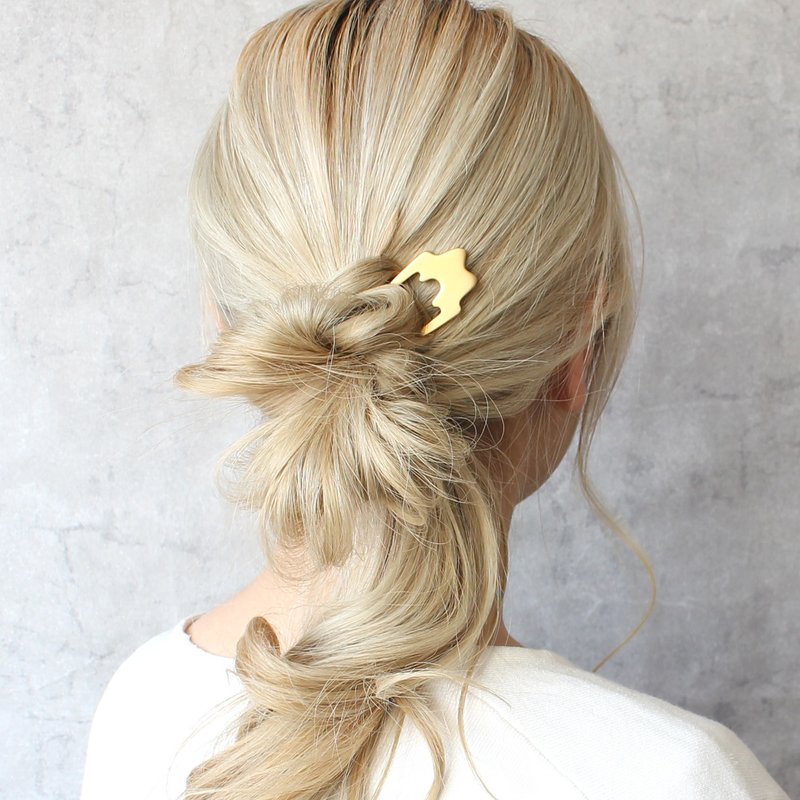KANZASHI Hair pin 【Basic / Curvy / Gold】 - 发饰 - 其他金属 金色