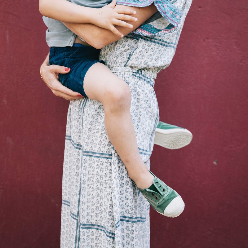 西班牙手工帆布鞋 / 470E 三孔经典款 / 童鞋 / 639 水洗绿 - 童装鞋 - 棉．麻 绿色