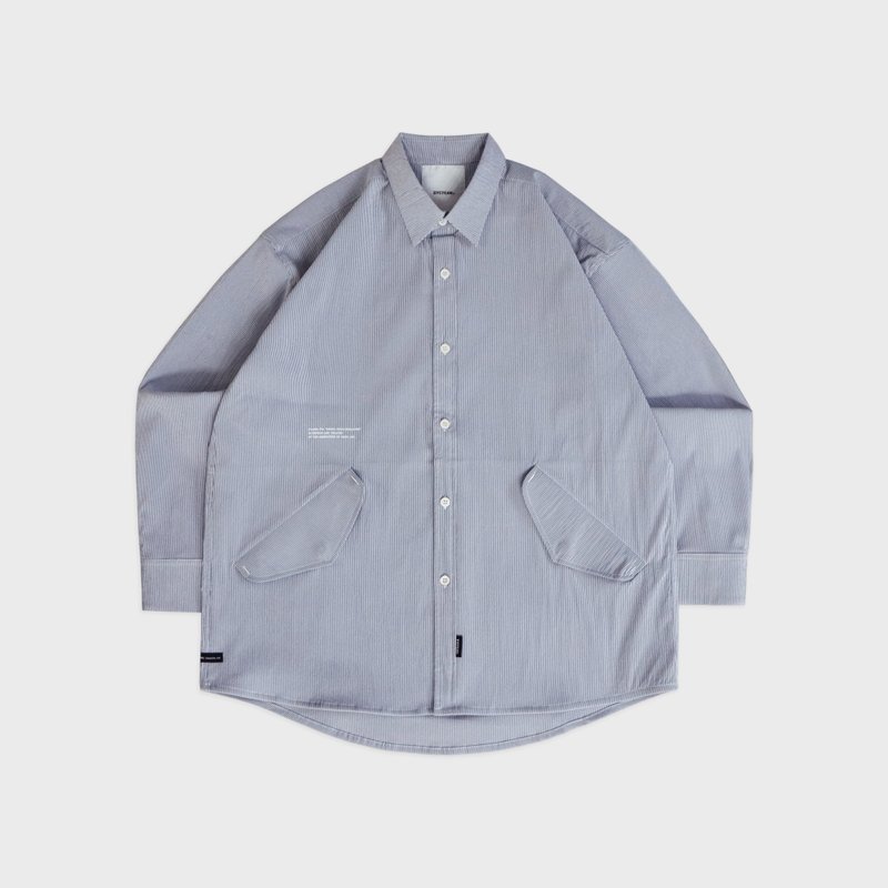 DYCTEAM - Wide striped Patch pocket shirt (blue) - 男装衬衫 - 其他材质 蓝色