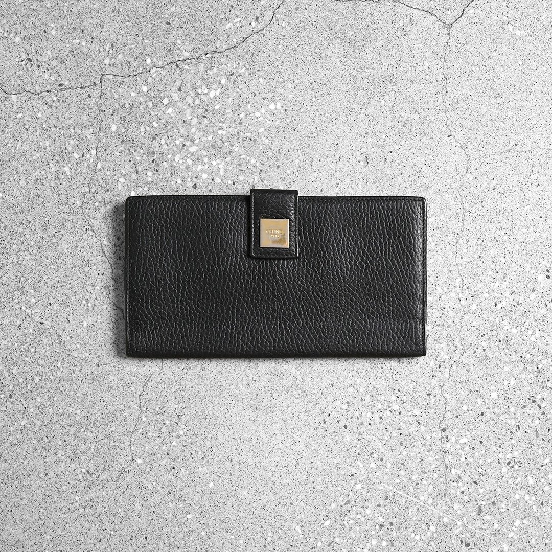 CELINE 古董长夹 / 古董皮夹、古董钱包、古董精品、二手精品 - 皮夹/钱包 - 真皮 黑色