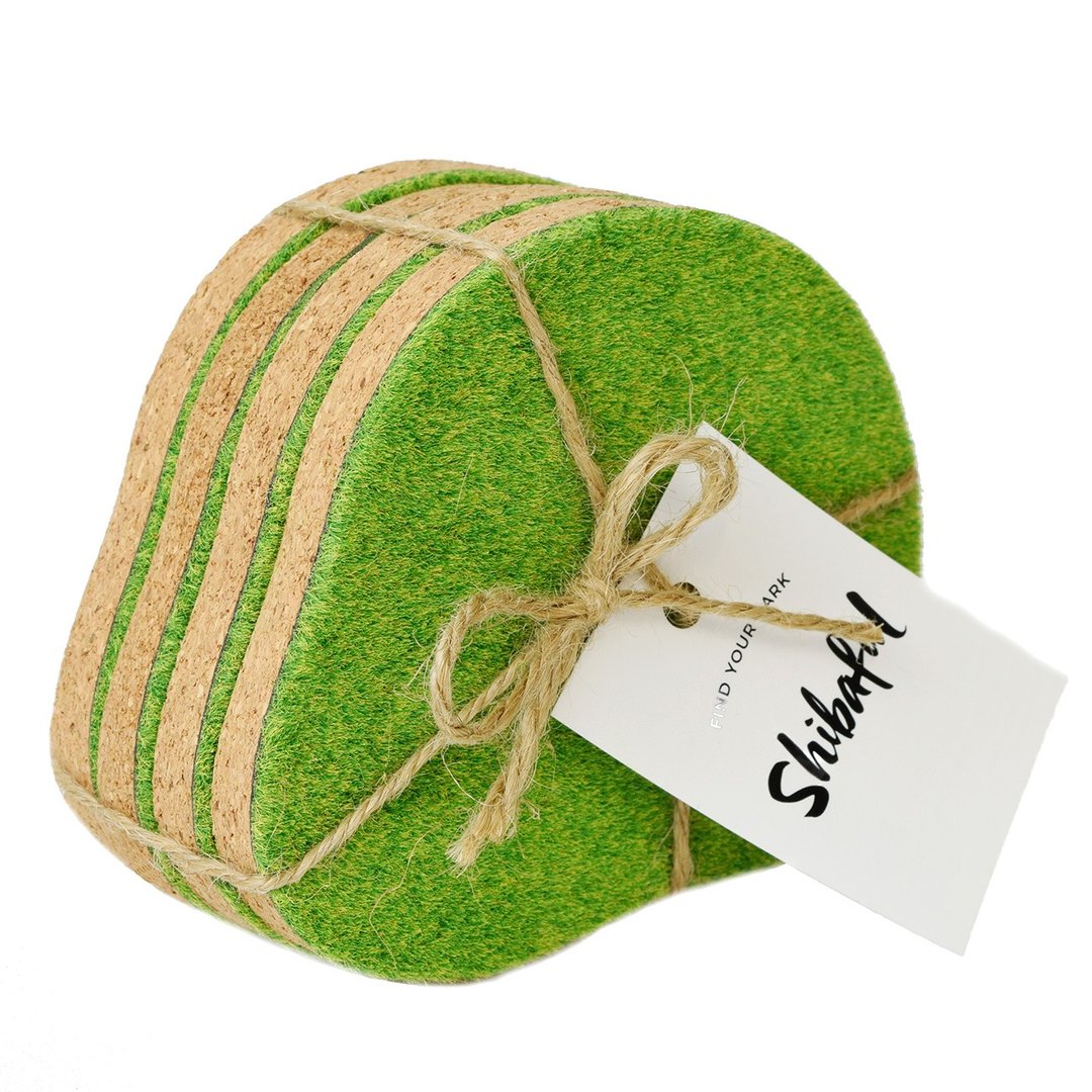 Shibaful 草地小岛动物软木塞杯垫 - 4PCS Set (无动物) - 杯垫 - 其他材质 绿色