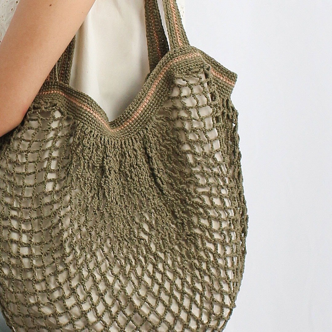 Cotton Hemp Shopping Bag, Green, Molave - 侧背包/斜挎包 - 棉．麻 绿色