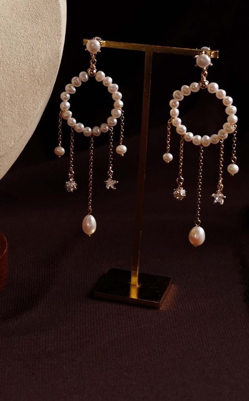 18KGP Pearl cascade耳环 - 耳环/耳夹 - 其他材质 