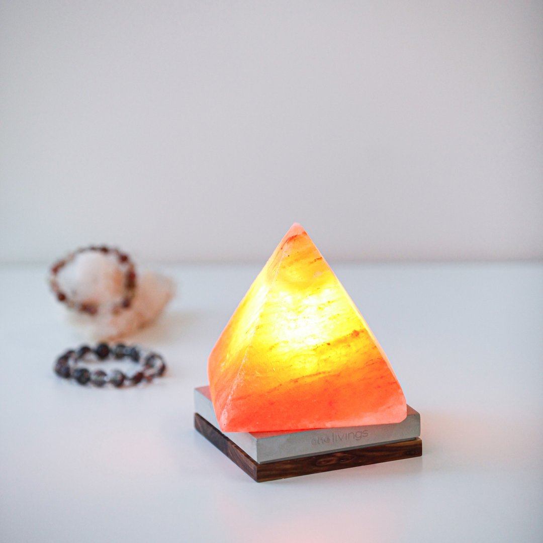 【限量】ONELIVINGS LOFT 工业风冷灰水泥斑马木盐灯 - PYRAMID - 灯具/灯饰 - 水泥 橘色