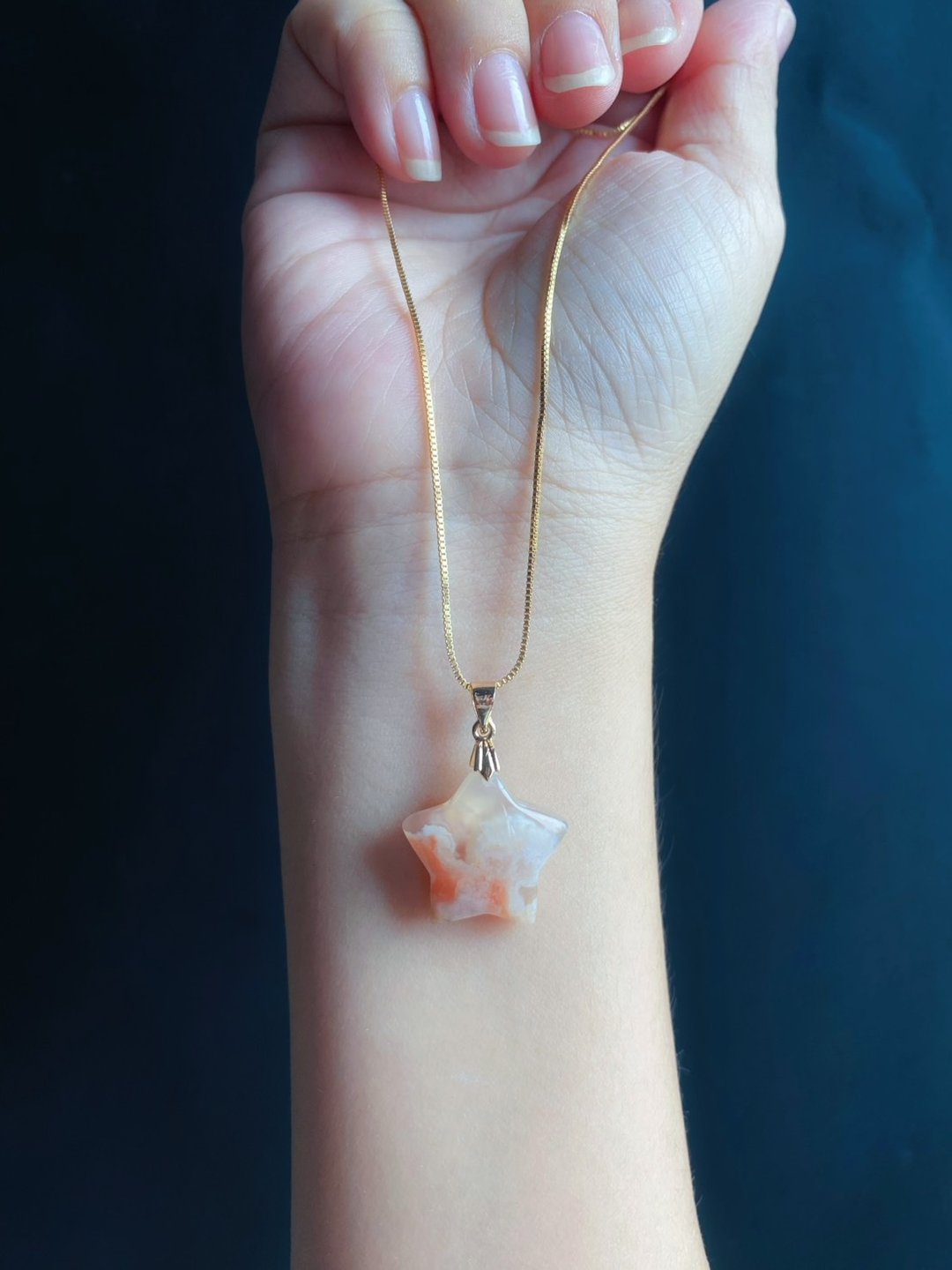 星愿 飘牛血红 水中花 樱花玛瑙 项链  礼物 天然石 独一无二 - 吊饰 - 水晶 红色