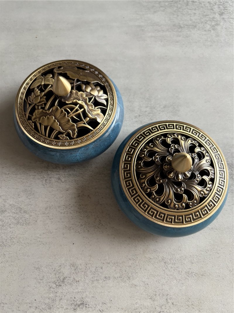 烧蓝铜炉 薰香炉 宣德炉 香炉 禅意 薰香座 卧香盘 握香盘 线香盘 - 香薰/精油/线香 - 铜/黄铜 