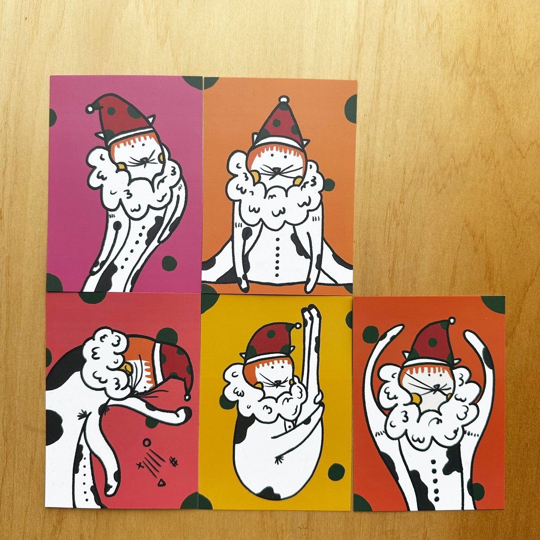 圣诞卡片 会跳舞的猫 母汤系列 猫咪 - 卡片/明信片 - 纸 橘色