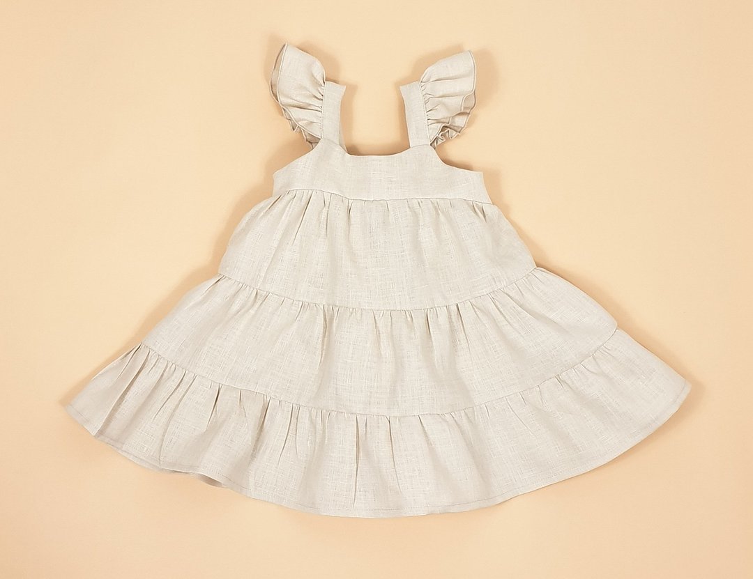 Natural linen boho dress, dress for girl, Easter baby dress, summer baby  dress - 童装礼服/连衣裙 - 棉 多色