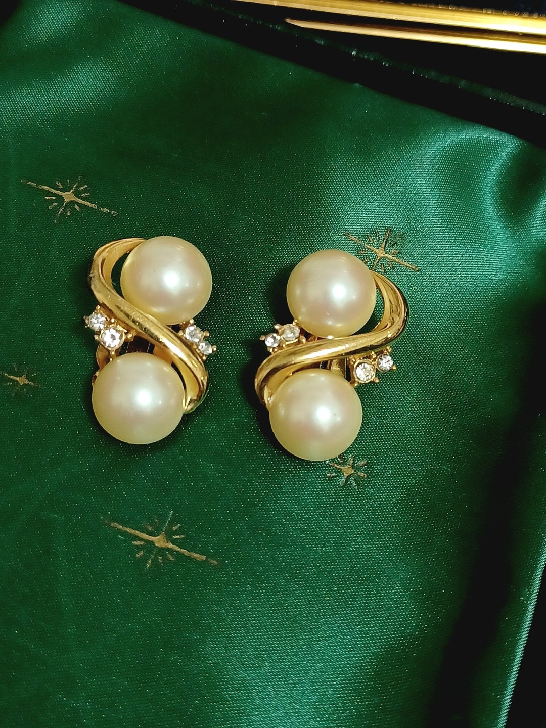 vintage jewelry  Richelieu 珍珠莱茵夹式耳环 - 耳环/耳夹 - 其他金属 