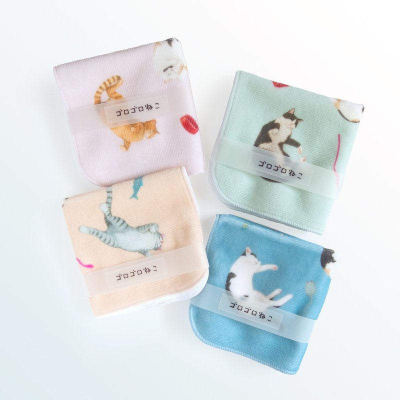 慵懒猫咪 手帕 100% 纯棉 - 手帕/方巾 - 棉．麻 粉红色