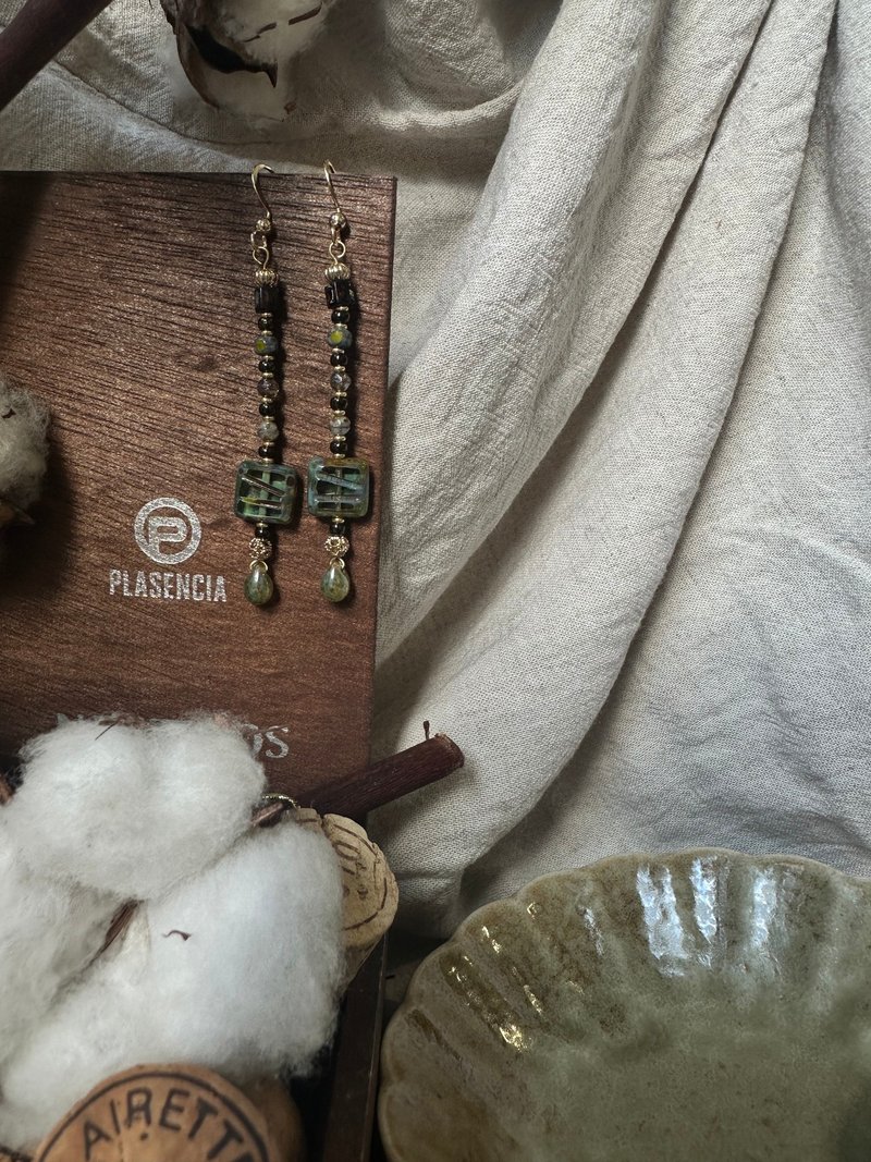 No.4 墨绿 - 耳环/耳夹 - 玻璃 