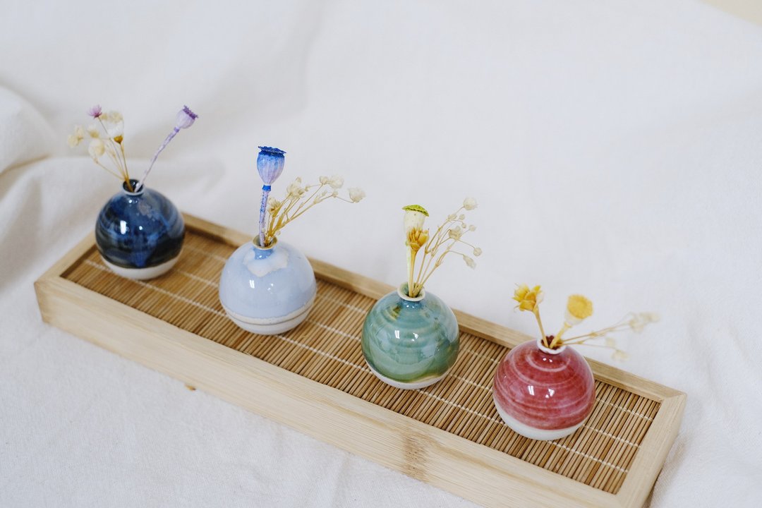 手工陶瓷迷你花器组合装2 - 花瓶/陶器 - 陶 白色