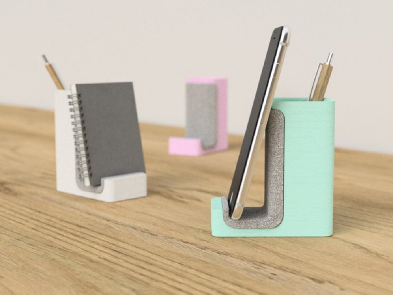 pen and phone holder, pen holder, pen stand, Phone stand, desk organizer - 笔筒/笔座 - 环保材料 绿色