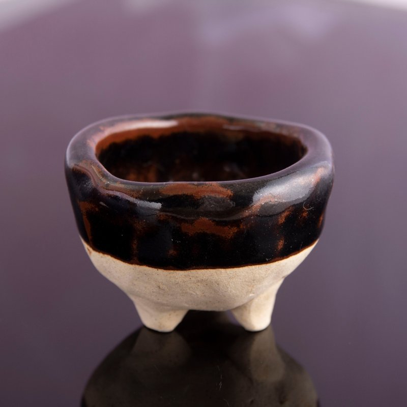 手捏系列 // 迷你手工盆、陶盆、花器、盆器、山野草 - 花瓶/陶器 - 陶 黑色