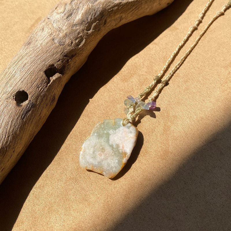 双生 天然矿石 蜡线编织项链 - 项链 - 半宝石 