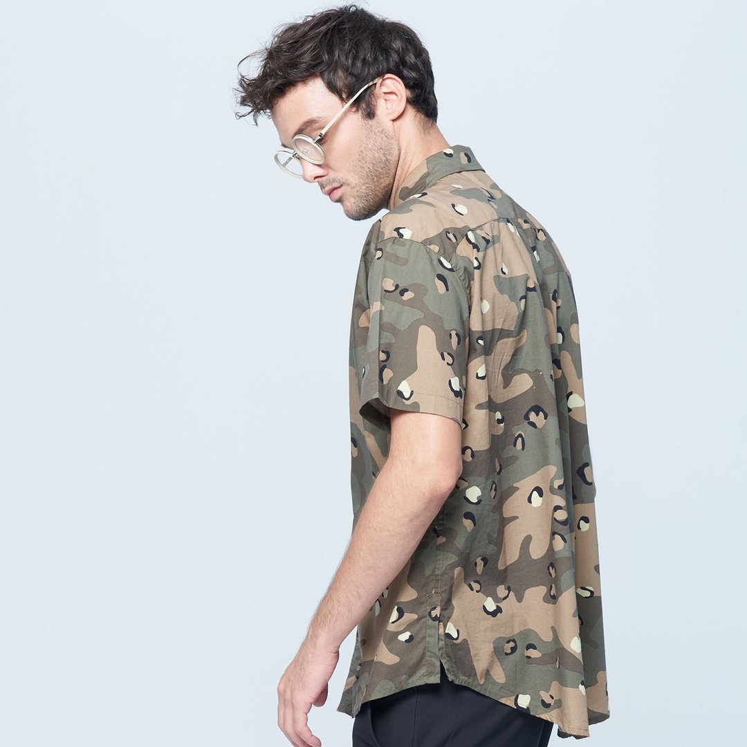 Stone@s Camo Print Shirt / 印花衬衫 - 男装衬衫 - 棉 绿色