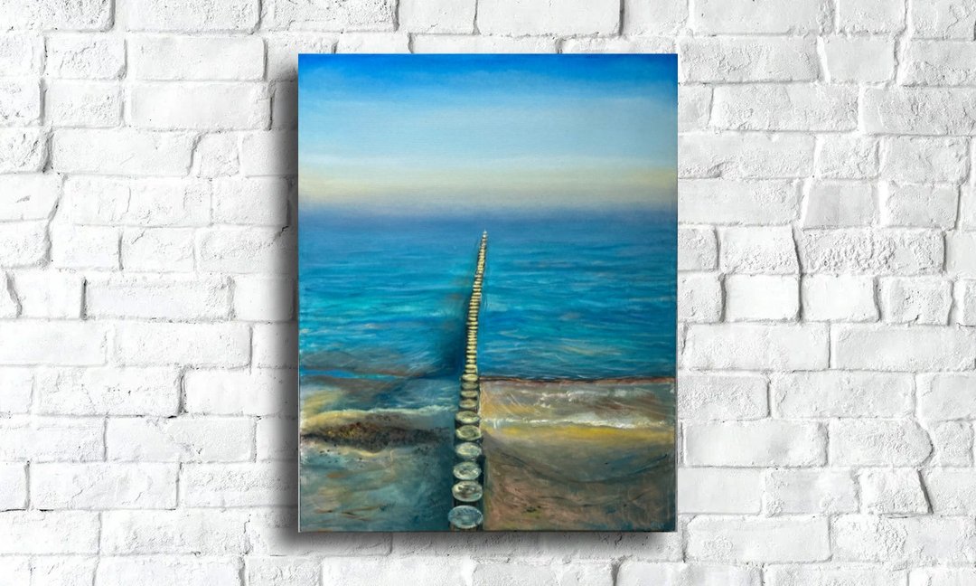Coastal Painting Original, Oil On Canvas, Blue Seascape Art, Ocean Wall Decor - 海报/装饰画/版画 - 其他材质 蓝色