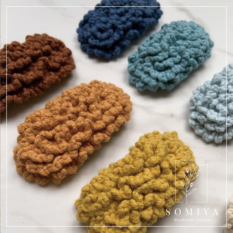 毛线钩织羊毛卷发夹、浏海夹 - 发饰 - 棉．麻 卡其色