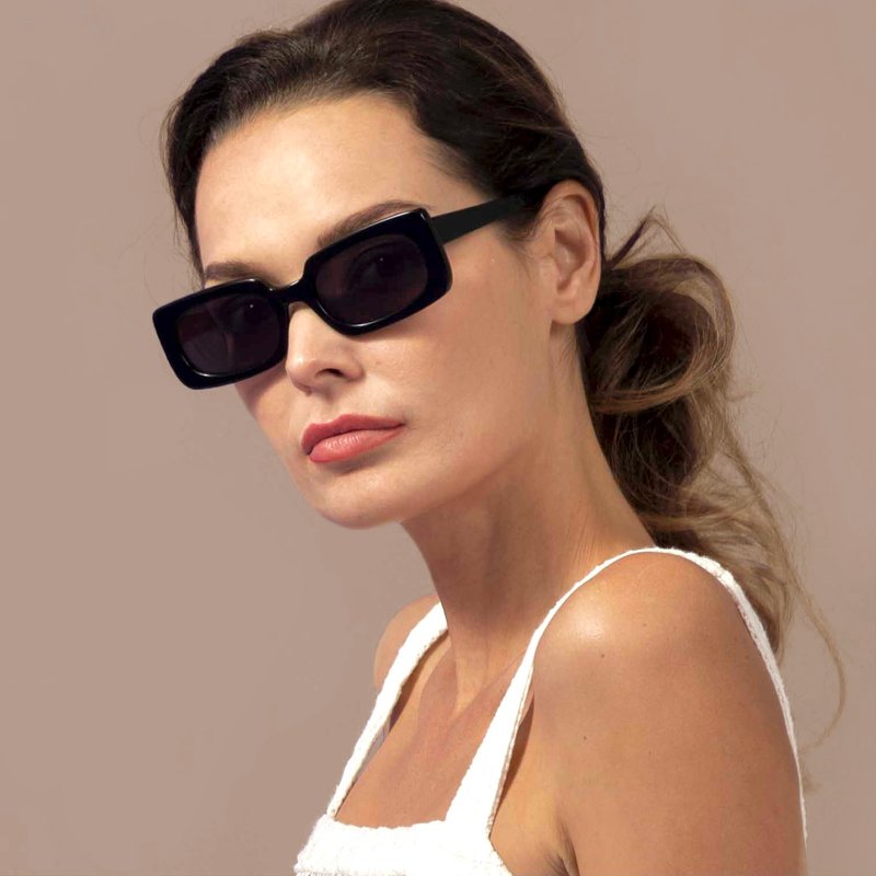 KIBO 复古黑色方框太阳眼镜 - 墨镜 - 环保材料 黑色