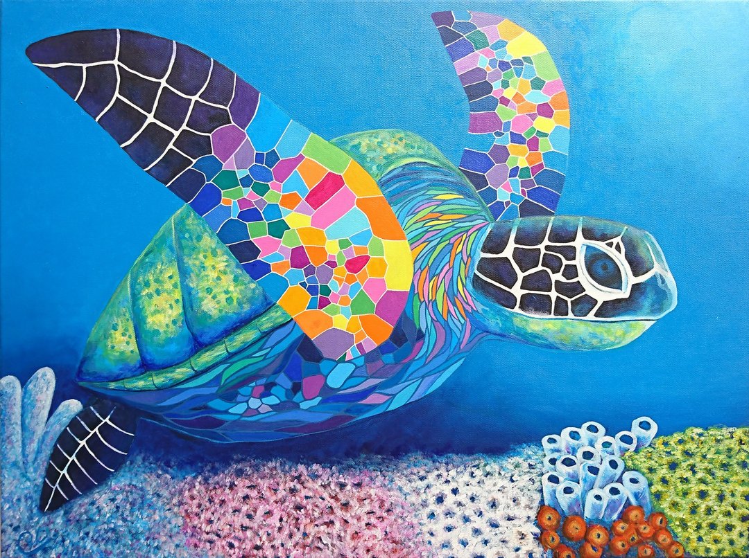 海龟绘画－如果我会飞翔 - 海报/装饰画/版画 - 棉 多色