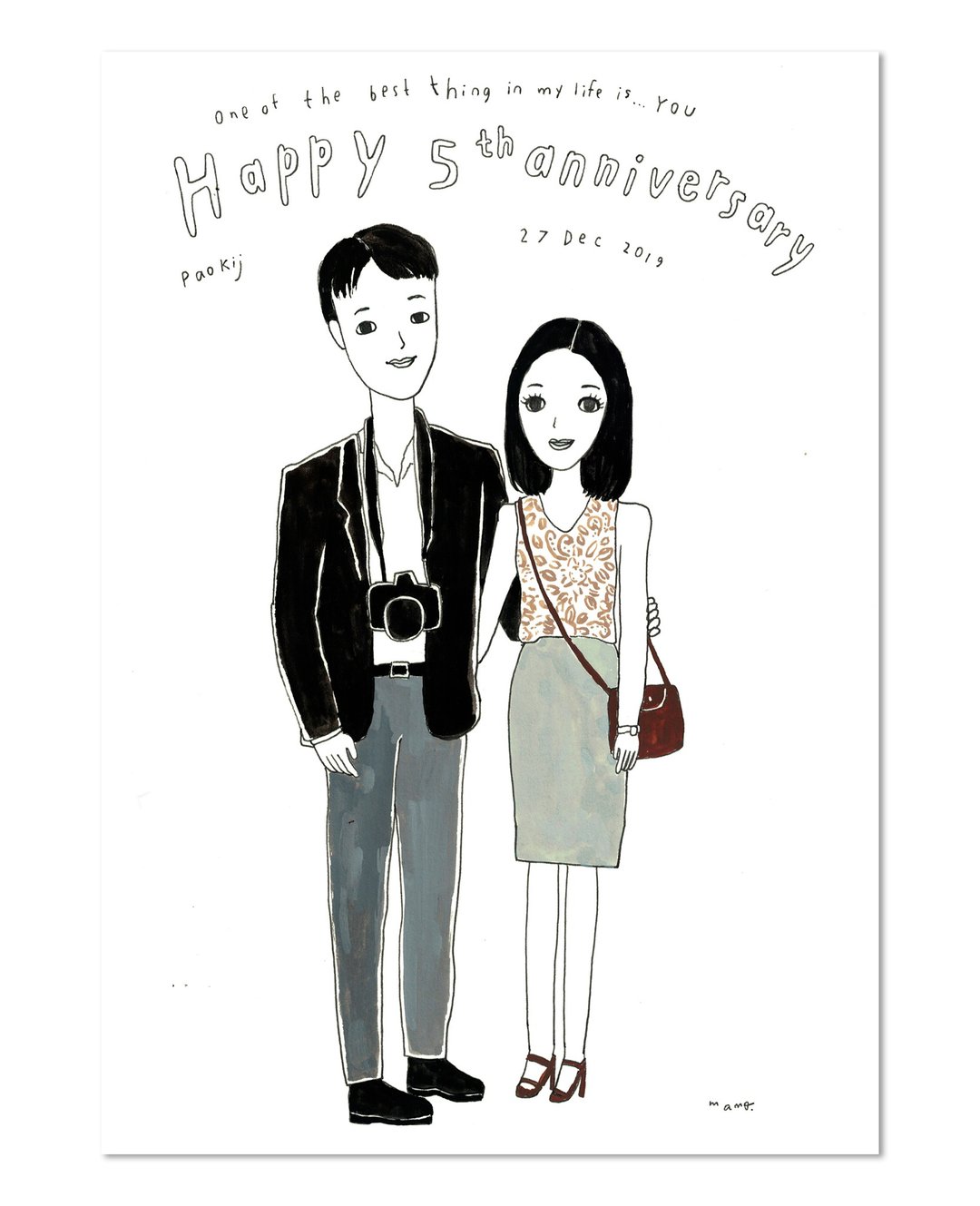Hand-painted portrait. - 2 People - 订制画像 - 纸 白色