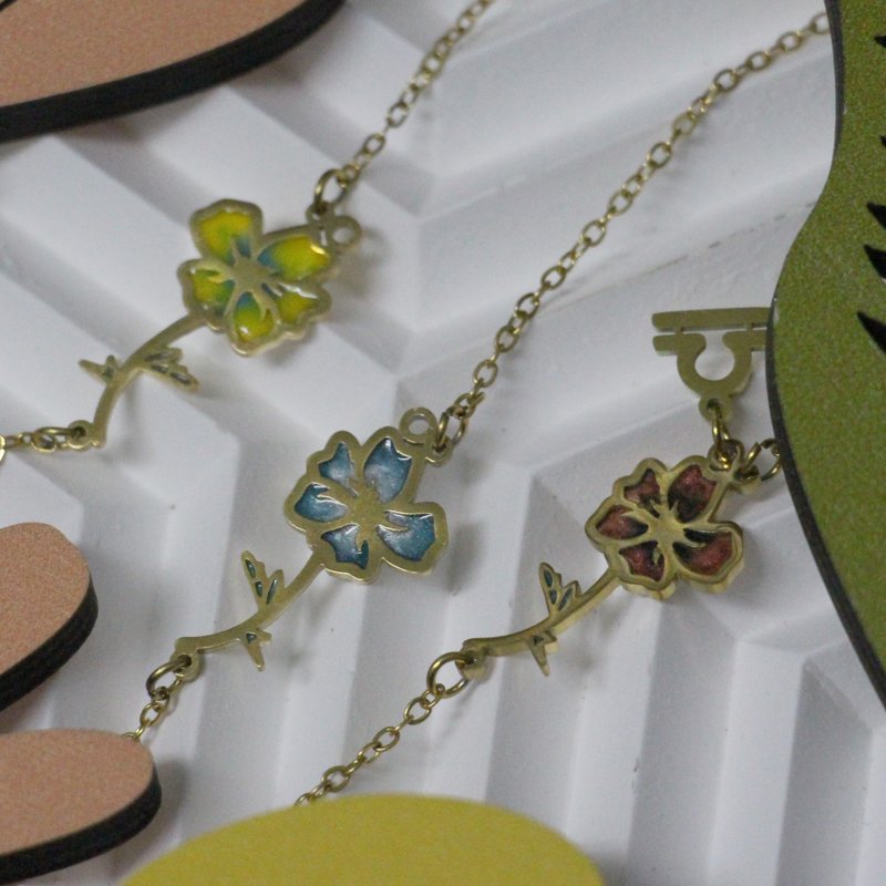 【定制/订制】钛钢镀金 复古/优雅/星座/月之花手链 - 罂栗花 - 手链/手环 - 不锈钢 多色