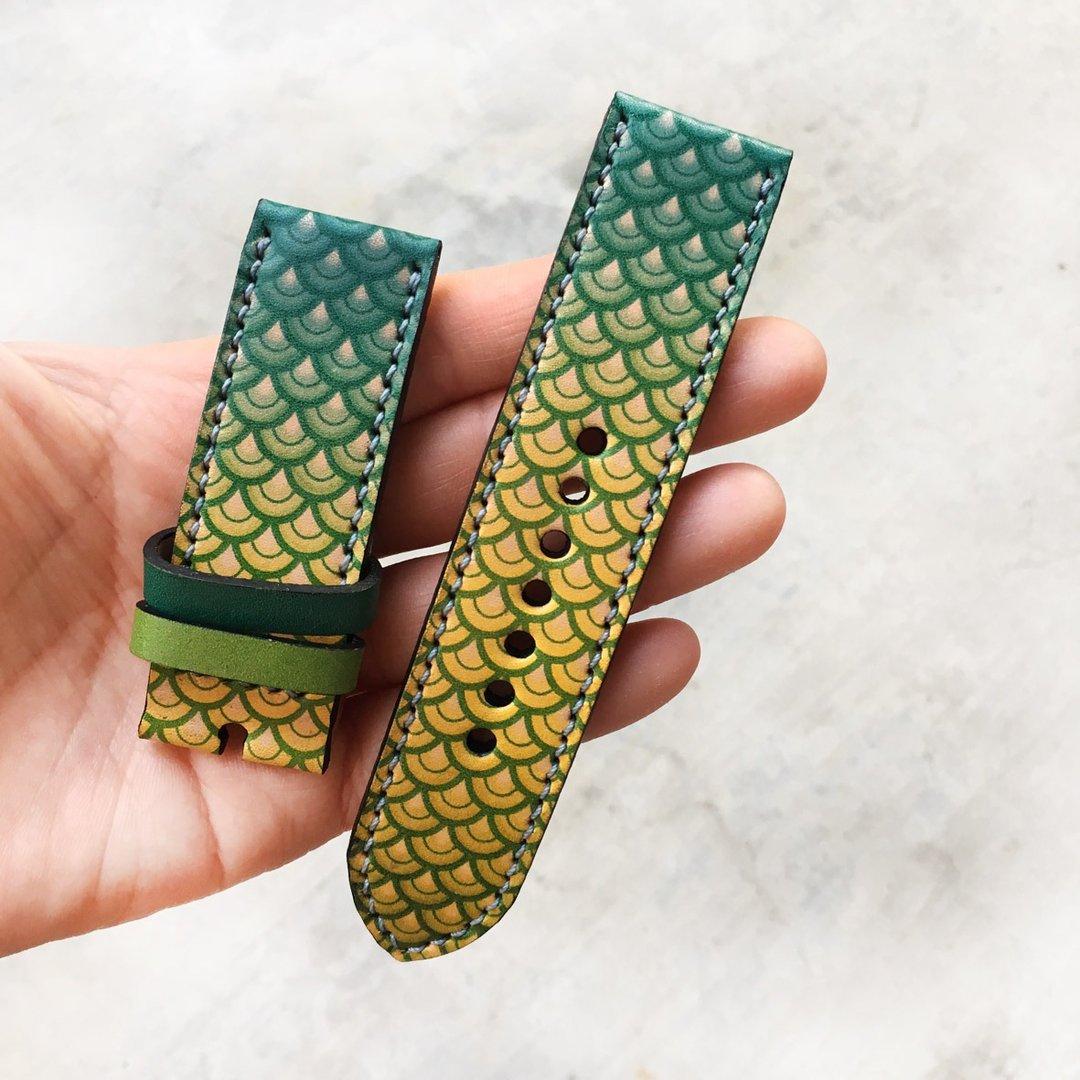 Apple Watch Band 38mm 42mm, HandStitched Handmade, Series 3 - 表带 - 真皮 绿色