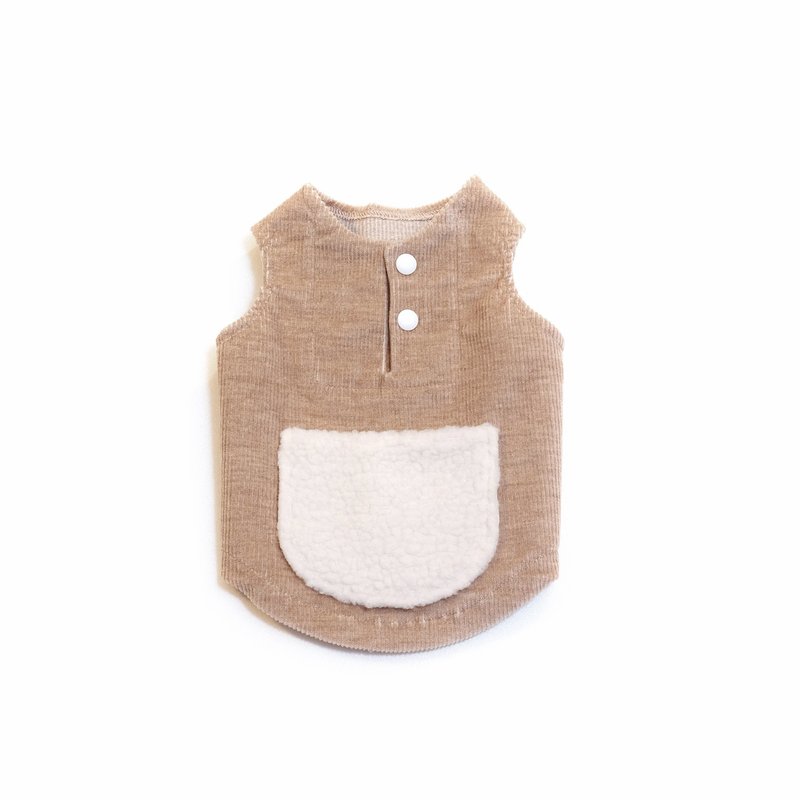 chacha.metyou   山系小孩灯芯绒背心  狗狗喵喵毛小孩 - 衣/帽 - 棉．麻 卡其色