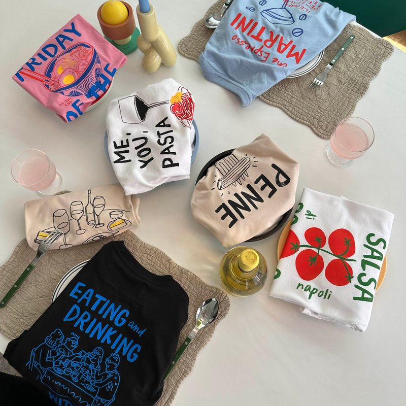 上衣 HAY : PASTA WINE PENNE SALSA EATING (男女通用) - 女装 T 恤 - 棉．麻 